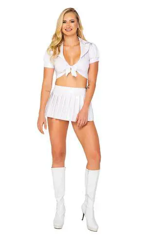 Roma Costume Schoolgirl Collared Tie Top, White, One Size Roma Costume Schoolgirl Collared Tie Top, White, One Size
