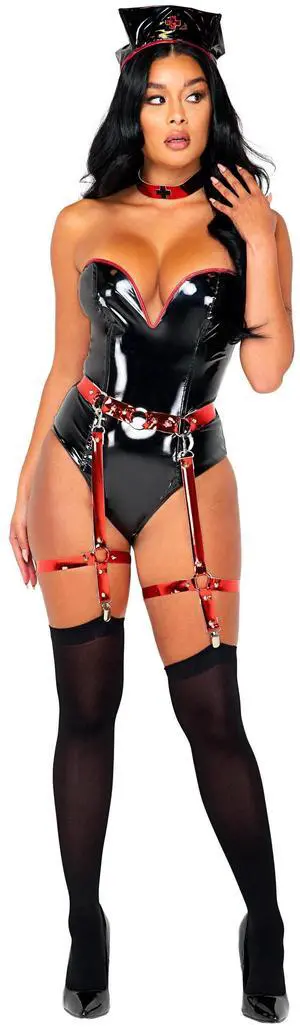 Roma Costume 4pc Nightshift Nurse, Black/Red, S Roma Costume 4pc Nightshift Nurse, Black/Red, S