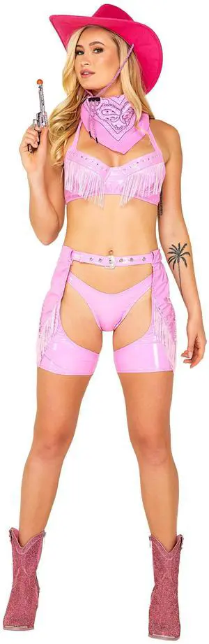 Roma Costume 4pc Pretty Pink Cowgirl, Pink, S Roma Costume 4pc Pretty Pink Cowgirl, Pink, S