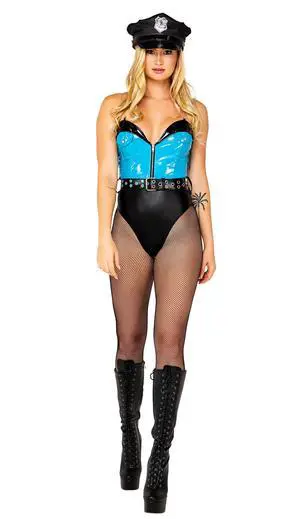 Roma Costume 3pc Nightshift Babe, Black/Blue, M Roma Costume 3pc Nightshift Babe, Black/Blue, M