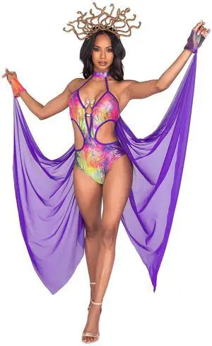 Roma Costume 2pc Mesmerizing Medusa Costume, Purple/Multi, S Roma Costume 2pc Mesmerizing Medusa Costume, Purple/Multi, S