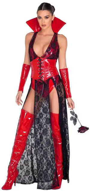 Roma Costume 3pc Wicked Vampire Costume, Black/Red, M Roma Costume 3pc Wicked Vampire Costume, Black/Red, M