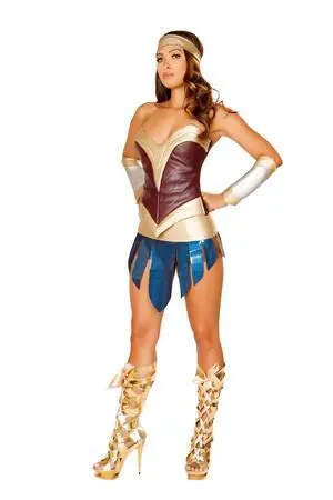 Roma Costume 4pc American Heroine, Burgundy/Gold/Brown/Blue, S Roma Costume 4pc American Heroine, Burgundy/Gold/Brown/Blue, S