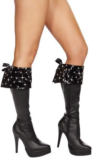 Roma Costume Rhinestone Studded Boot Cuffs, Black, One Size Roma Costume Rhinestone Studded Boot Cuffs, Black, One Size