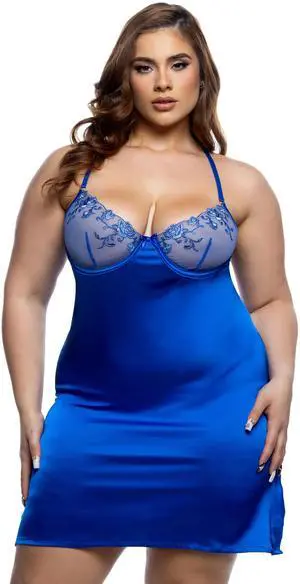 Roma Costume Blossom Beauty Chemise, Blue, 1X Roma Costume Blossom Beauty Chemise, Blue, 1X