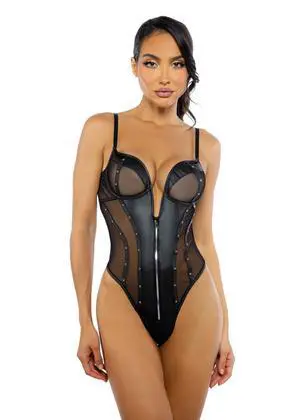 Roma Costume Lust & Leather Teddy, black, 1X Roma Costume Lust & Leather Teddy, black, 1X