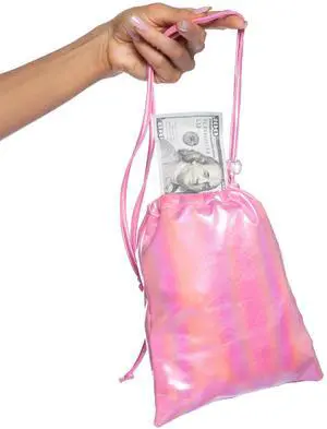 Roma Costume Metallic Iridescent Money Bag, Pink, One Size Roma Costume Metallic Iridescent Money Bag, Pink, One Size