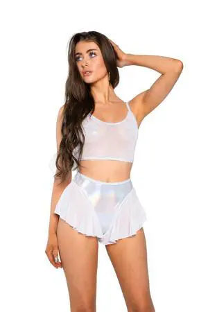 Roma Costume Mesh/Fishnet Flutter Short, White Mesh, S/M Roma Costume Mesh/Fishnet Flutter Short, White Mesh, S/M