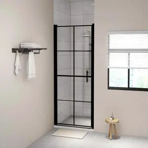 vidaXL Shower Door Tempered Glass 35.8"x76.8" Black vidaXL Shower Door Tempered Glass 35.8"x76.8" Black