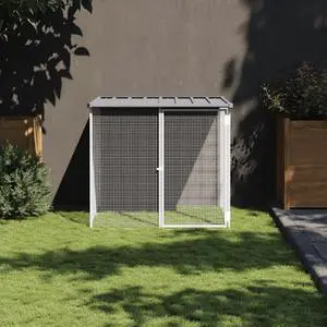 vidaXL Chicken Cage Light Grey Galvanized Steel Medium Tough vidaXL Chicken Cage Light Grey Galvanized Steel Medium Tough