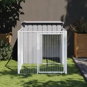vidaXL Dog House Light grey Galvanized steel 43.3 x 79.1 x 43.3 in vidaXL Dog House Light grey Galvanized steel 43.3 x 79.1 x 43.3 in