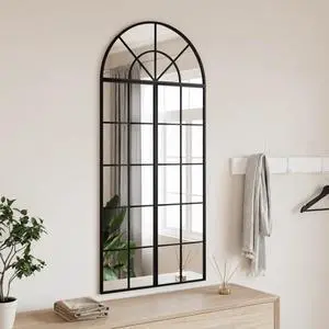 vidaXL Wall Mirror Black Powder-coated iron 23.6 x 51.2 in Minimalistic vidaXL Wall Mirror Black Powder-coated iron 23.6 x 51.2 in Minimalistic
