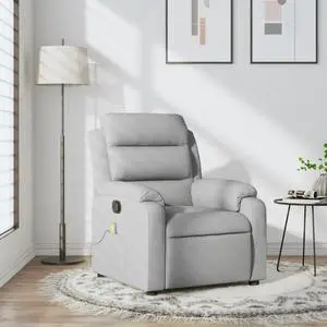 vidaXL Massage Recliner Chair Light grey Polyester Single vidaXL Massage Recliner Chair Light grey Polyester Single