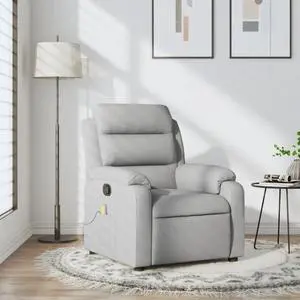 vidaXL Massage Recliner Chair Light grey Fabric, metal, plywood Single vidaXL Massage Recliner Chair Light grey Fabric, metal, plywood Single