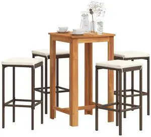 vidaXL Garden Bar Set Brown, Cream vidaXL Garden Bar Set Brown, Cream
