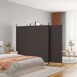 vidaXL 3-Panel Room Divider Brown 206.7"x70.9" Fabric vidaXL 3-Panel Room Divider Brown 206.7"x70.9" Fabric