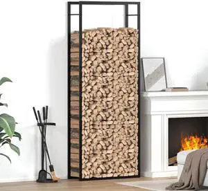 vidaXL Firewood Rack Matt Black 31.5x11.0x87.4" Steel vidaXL Firewood Rack Matt Black 31.5x11.0x87.4" Steel