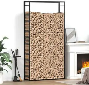 vidaXL Firewood Rack Matt Black 43.3"x11"x84.3" Steel vidaXL Firewood Rack Matt Black 43.3"x11"x84.3" Steel