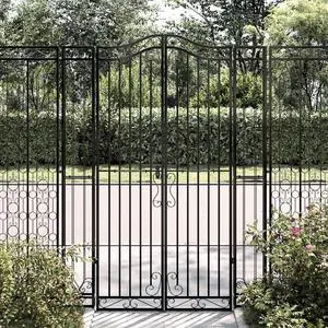 vidaXL Garden Gate Black 47.6"x3.1"x70.9" Wrought Iron vidaXL Garden Gate Black 47.6"x3.1"x70.9" Wrought Iron