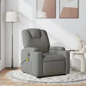 vidaXL Massage Recliner Chair Dark grey Polyester, metal, plywood vidaXL Massage Recliner Chair Dark grey Polyester, metal, plywood