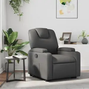 vidaXL Recliner Chair Gray Faux leather Standard size vidaXL Recliner Chair Gray Faux leather Standard size