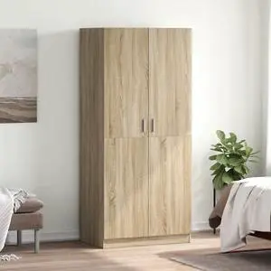 vidaXL Wardrobe Sonoma oak Engineered wood Compact Wardrobe vidaXL Wardrobe Sonoma oak Engineered wood Compact Wardrobe
