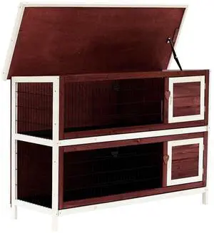Aosom 54" 2-Story Weatherproof Stackable Elevated Wooden Rabbit Hutch with Enclosed Run and Pull-Out Trays Aosom 54" 2-Story Weatherproof Stackable Elevated Wooden Rabbit Hutch with Enclosed Run and Pull-Out Trays
