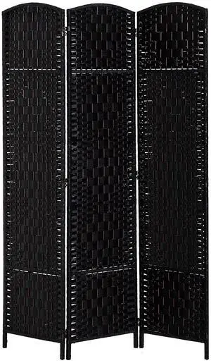 Aosom Room Divider 3 Panel, 6FT Tall Folding Privacy Screen, Freestanding Hand-Woven Partition for Room Separation with 360° Hinges, Paper Rope Diamond Weave, Black Aosom Room Divider 3 Panel, 6FT Tall Folding Privacy Screen, Freestanding Hand-Woven Partition for Room Separation with 360° Hinges, Paper Rope Diamond Weave, Black