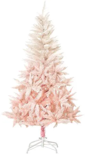 Aosom 5ft Unlit Spruce Artificial Christmas Tree with Realistic Branches and 450 Tips, Pink Aosom 5ft Unlit Spruce Artificial Christmas Tree with Realistic Branches and 450 Tips, Pink