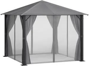 Aosom 10' x 10' Patio Gazebo, Outdoor Gazebo Canopy Shelter with Netting & Curtains, Vented Roof, for Garden, Lawn, Backyard and Deck, Black Aosom 10' x 10' Patio Gazebo, Outdoor Gazebo Canopy Shelter with Netting & Curtains, Vented Roof, for Garden, Lawn, Backyard and Deck, Black