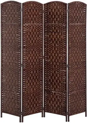 Aosom Room Divider 4 Panel, 6FT Tall Folding Privacy Screen, Freestanding Hand-Woven Partition for Room Separation with 360° Hinges, Paper Rope Diamond Weave, Brown Aosom Room Divider 4 Panel, 6FT Tall Folding Privacy Screen, Freestanding Hand-Woven Partition for Room Separation with 360° Hinges, Paper Rope Diamond Weave, Brown