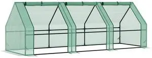 Aosom 9' x 3' x 3' Portable Mini Greenhouse Outdoor Garden with Large Zipper Doors and Water/UV PE Cover, Green Aosom 9' x 3' x 3' Portable Mini Greenhouse Outdoor Garden with Large Zipper Doors and Water/UV PE Cover, Green