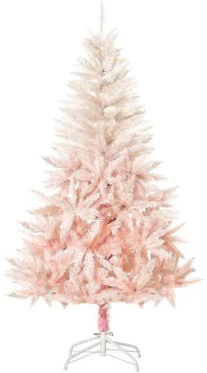 Aosom 7ft Unlit Spruce Artificial Christmas Tree with Realistic Branches and 1000 Tips, Pink Aosom 7ft Unlit Spruce Artificial Christmas Tree with Realistic Branches and 1000 Tips, Pink