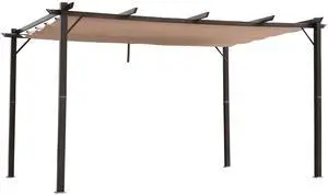Aosom 10' x 13' Aluminum Patio Pergola with Retractable Pergola Canopy, Backyard Shade Shelter for Porch, Outdoor Party, Garden, Grill Gazebo, Brown Aosom 10' x 13' Aluminum Patio Pergola with Retractable Pergola Canopy, Backyard Shade Shelter for Porch, Outdoor Party, Garden, Grill Gazebo, Brown