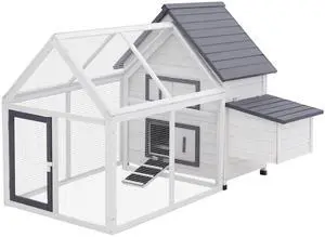 Aosom 65" Chicken Coop Wooden Chicken House Rabbit Hutch Poultry Cage Hen Pen Backyard with Nesting Box, Ramp, Run Aosom 65" Chicken Coop Wooden Chicken House Rabbit Hutch Poultry Cage Hen Pen Backyard with Nesting Box, Ramp, Run