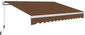 Aosom 13' x 8' Retractable Awning, Patio Awnings, Sunshade Shelter w/ Manual Crank Handle, UV & Water-Resistant Fabric and Aluminum Frame for Deck, Balcony, Yard, Coffee Brown Aosom 13' x 8' Retractable Awning, Patio Awnings, Sunshade Shelter w/ Manual Crank Handle, UV & Water-Resistant Fabric and Aluminum Frame for Deck, Balcony, Yard, Coffee Brown