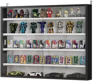 Aosom 5-Tier Display Cabinet, Wall-Mounted Display Case with 2 Glass Doors and Adjustable Shelves, Black Aosom 5-Tier Display Cabinet, Wall-Mounted Display Case with 2 Glass Doors and Adjustable Shelves, Black