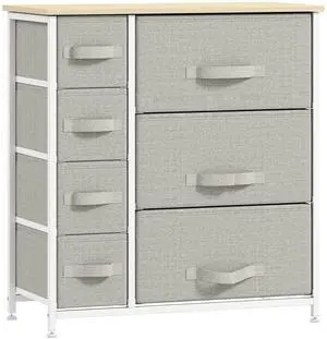 Aosom 7-Drawer Dresser Storage Tower Cabinet Organizer Unit, Easy Pull Fabric Bins with Metal Frame for Bedroom, Closets, Light Gray Aosom 7-Drawer Dresser Storage Tower Cabinet Organizer Unit, Easy Pull Fabric Bins with Metal Frame for Bedroom, Closets, Light Gray