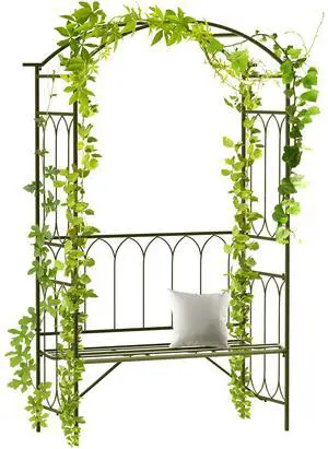 Aosom Metal Trellis Arbor Arch for Climbing Plants with Garden Bench, Grow Grapes & Vines, Patio Decor & 2-Person Outdoor Steel Decorative Seating, 484 lbs. Weight Capacity, Black Aosom Metal Trellis Arbor Arch for Climbing Plants with Garden Bench, Grow Grapes & Vines, Patio Decor & 2-Person Outdoor Steel Decorative Seating, 484 lbs. Weight Capacity, Black