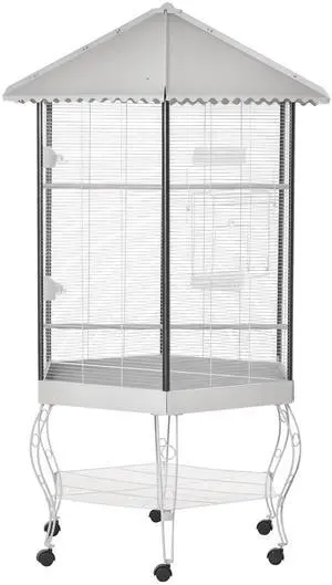 Aosom 77" Flight Bird Cage Hexagon Covered Canopy Portable Aviary With Storage Aosom 77" Flight Bird Cage Hexagon Covered Canopy Portable Aviary With Storage