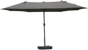 Aosom Patio Umbrella 15' Steel Rectangular Outdoor Double Sided Market with base, UV Sun Protection & Easy Crank for Deck Pool Patio Dark Gray Aosom Patio Umbrella 15' Steel Rectangular Outdoor Double Sided Market with base, UV Sun Protection & Easy Crank for Deck Pool Patio Dark Gray