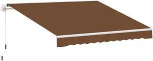 Aosom 10' x 8' Manual Retractable Sun Shade Patio Awning - Coffee Brown Aosom 10' x 8' Manual Retractable Sun Shade Patio Awning - Coffee Brown
