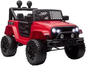 AosomAosom 12V Kids Ride On Truck with Parent Remote Control, Battery Powered Electric Car with Spring Suspension, Adjustable Speed, LED Lights and Horn, Red AosomAosom 12V Kids Ride On Truck with Parent Remote Control, Battery Powered Electric Car with Spring Suspension, Adjustable Speed, LED Lights and Horn, Red