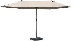 Aosom Patio Umbrella 15' Steel Rectangular Outdoor Double Sided Market with base, UV Sun Protection & Easy Crank for Deck Pool Patio, Coffee Aosom Patio Umbrella 15' Steel Rectangular Outdoor Double Sided Market with base, UV Sun Protection & Easy Crank for Deck Pool Patio, Coffee