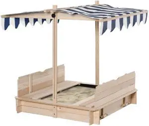 Aosom Covered Sandbox, Woodenï¼with Cover Adjustable Canopy, Detachable Seats and Backrests, Kids Sandbox with Convertible Bench Seat, Bottom Liner, Natural Blue Aosom Covered Sandbox, Woodenï¼with Cover Adjustable Canopy, Detachable Seats and Backrests, Kids Sandbox with Convertible Bench Seat, Bottom Liner, Natural Blue