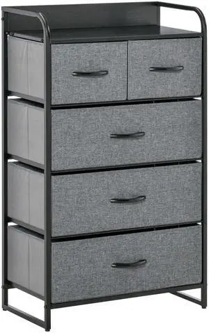 Aosom 5-Drawer Dresser Tower Chest of Drawers Organizer with Steel Frame Gray Aosom 5-Drawer Dresser Tower Chest of Drawers Organizer with Steel Frame Gray