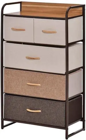 Aosom 5-Drawer Fabric Dresser Tower, 4-Tier Storage Organizer with Steel Frame for Hallway, Bedroom, and Closet, Maple Wood Aosom 5-Drawer Fabric Dresser Tower, 4-Tier Storage Organizer with Steel Frame for Hallway, Bedroom, and Closet, Maple Wood