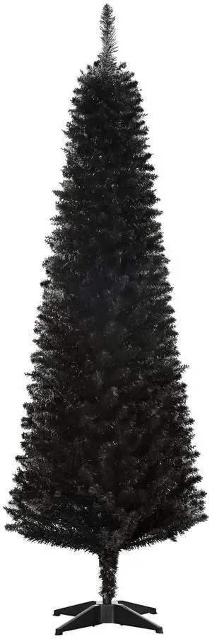 Aosom 6' Artificial Pencil Christmas Tree, Slim Xmas Tree with 390 Realistic Branch Tips and Plastic Stand, Black Aosom 6' Artificial Pencil Christmas Tree, Slim Xmas Tree with 390 Realistic Branch Tips and Plastic Stand, Black