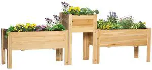 Aosom Raised Garden Bed Set of 3, Wooden Elevated Planter Box with Legs and Bed Liner, for Backyard and Patio to Grow Vegetables, Herbs, and Flowers, Natural Aosom Raised Garden Bed Set of 3, Wooden Elevated Planter Box with Legs and Bed Liner, for Backyard and Patio to Grow Vegetables, Herbs, and Flowers, Natural