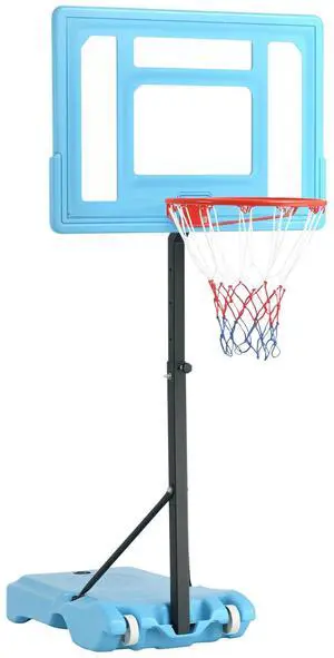 AosomSoozier Poolside Basketball Hoop Stand, 36.5"-48.5" Height Adjustable Portable Hoop System w/ Clear Backboard & Fillable Base for Whole Family, Blue, Black, Red AosomSoozier Poolside Basketball Hoop Stand, 36.5"-48.5" Height Adjustable Portable Hoop System w/ Clear Backboard & Fillable Base for Whole Family, Blue, Black, Red